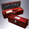 Rosewood Piano Finish 5 Piece Wine Case Gift Set